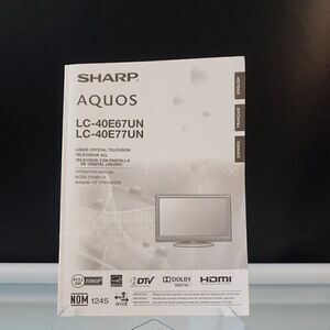 Sharp Aquos LC-40E67UN LC-40E77UN TV Operation Manual